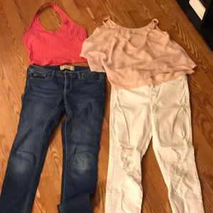 A lot of Hollister skinny jeans  27 & tops sz M